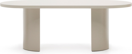 Spisebord Kave Home Nealy, oval 200Ã100 cm, hvid PU-lakeret, plads til 6 personer, nordisk design